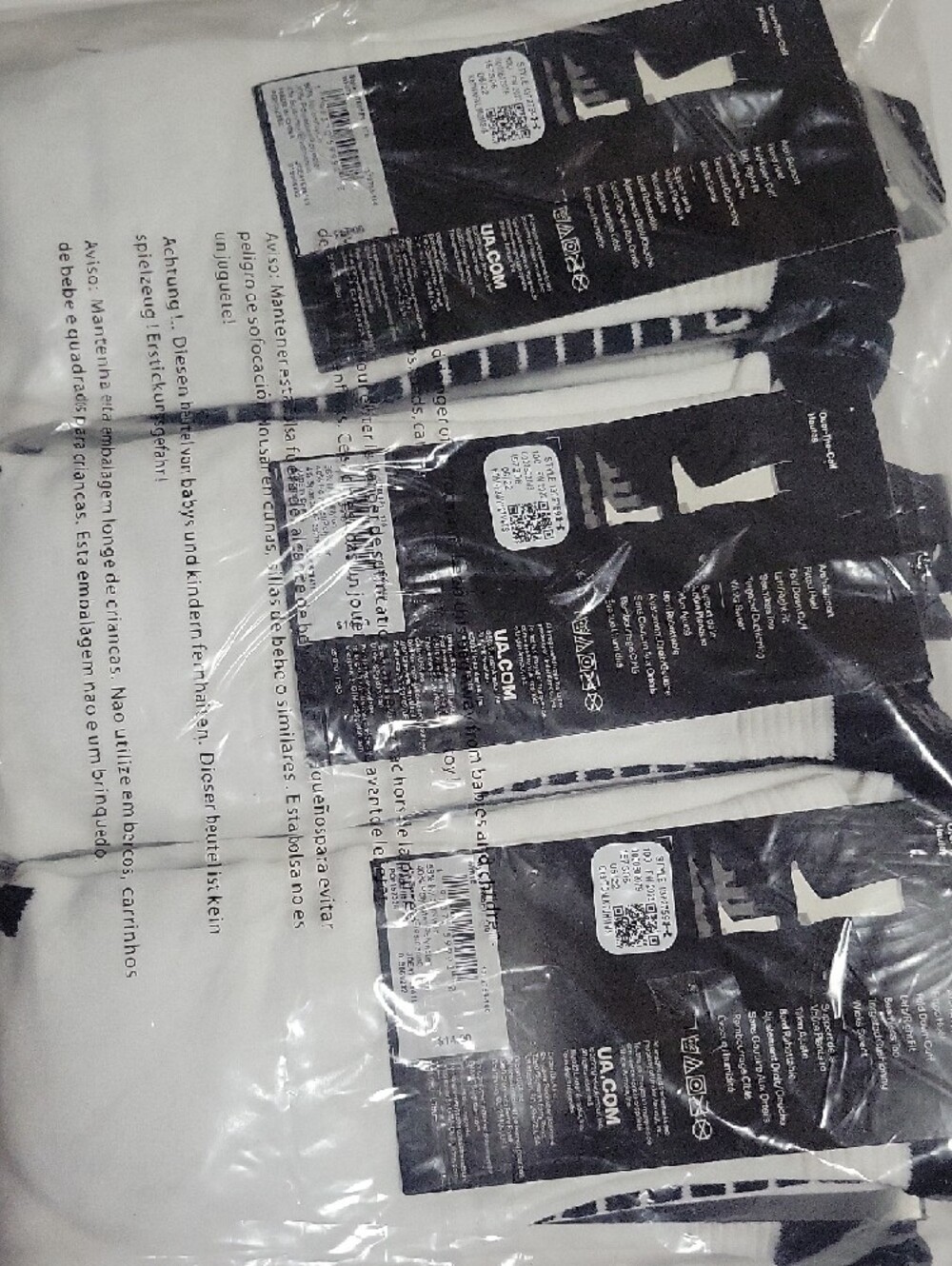 Under Armour White Soccer Socks with Black Logo - 6 Pack - Picture 3 of 4